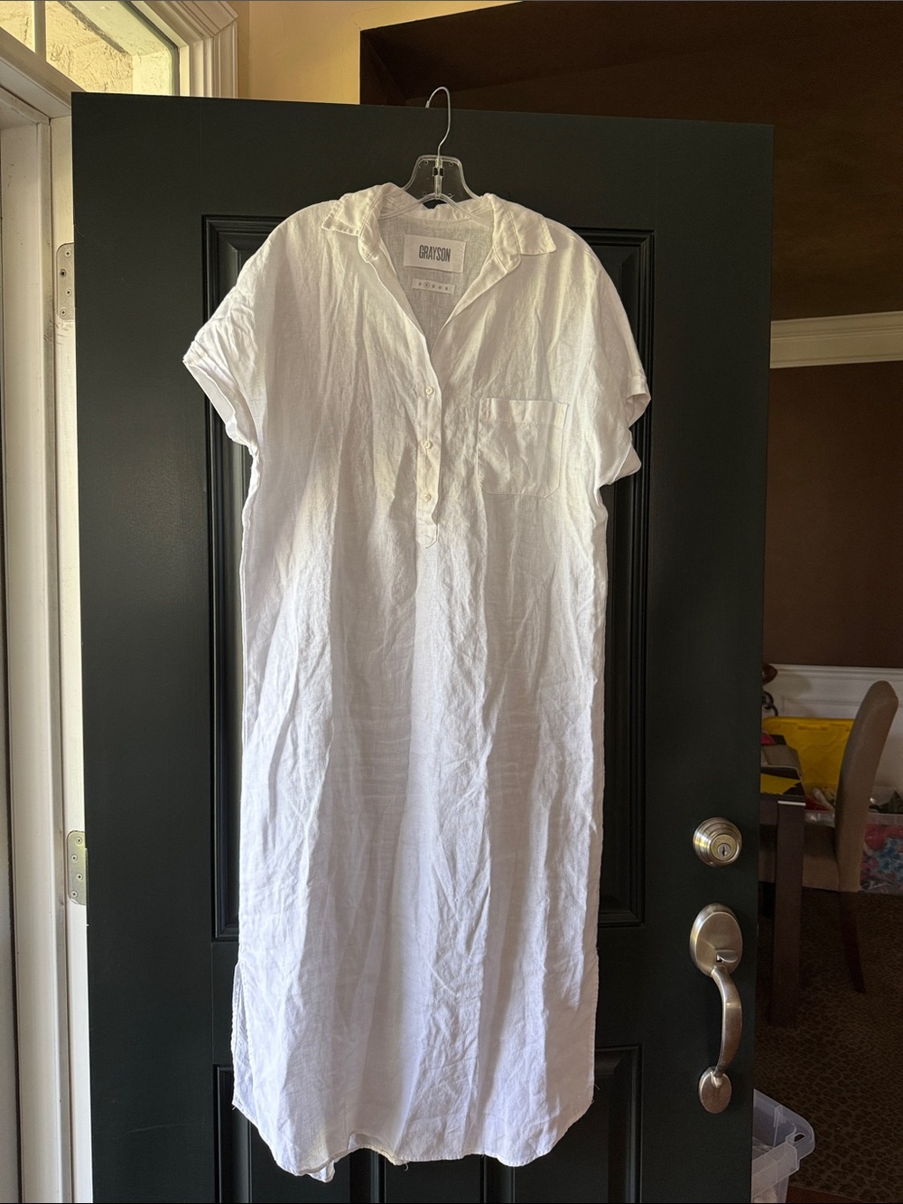 Grayson The Artist Linen Short Sleeve Shirt Midi Dress White Size Large - Picture 1 of 11